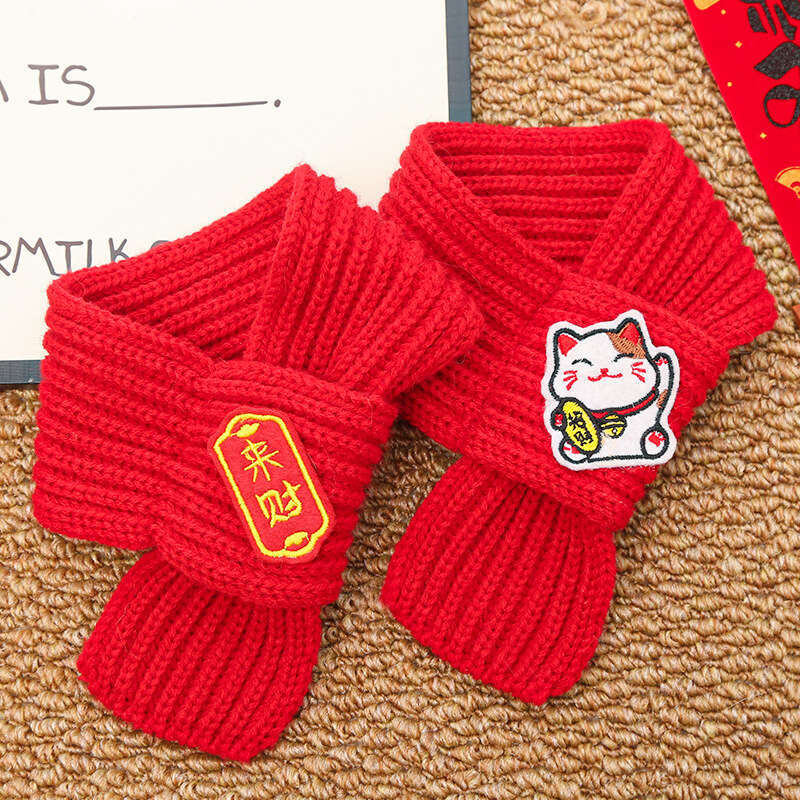 New Year Gift For Furry Friends Cat Dog Pet Neck Warmer Knitted Warm Festive Good Meaning Scarf clothes size 42cm*7cm