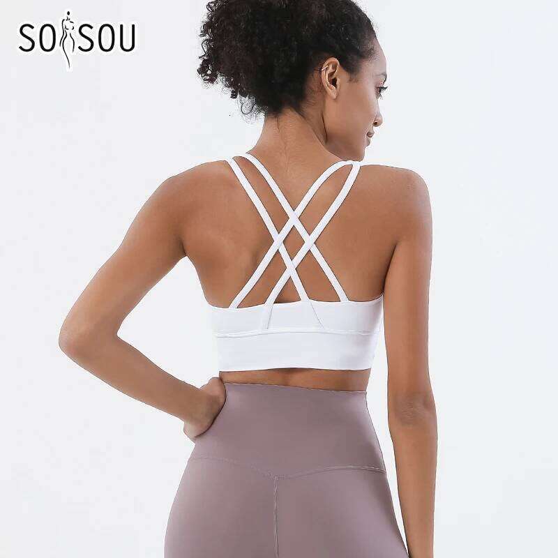 SOISOU Nylon Sexy Top Woman Breathable Underwear Fitness Yoga Sports Bra For Women Gym 30 Colors 26Y0209