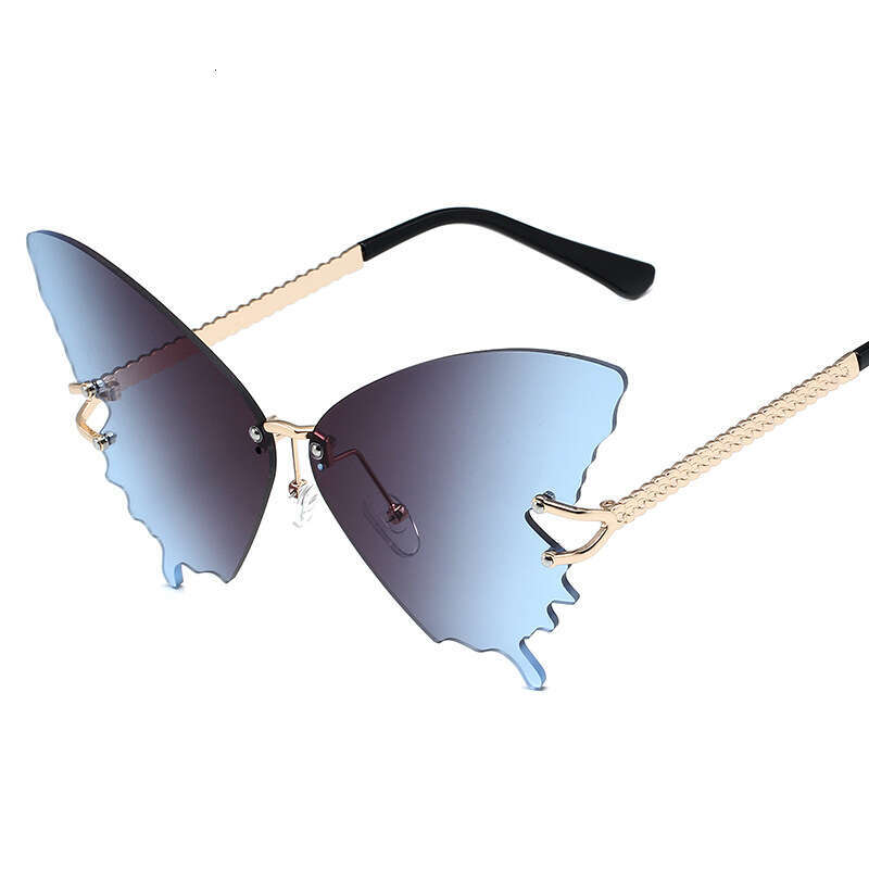 Sunglasses Frameless Butterfly Shape Gradient Multicolor Stylish Eyewear UV Protection Perfect as Party & Vacation Photo Props