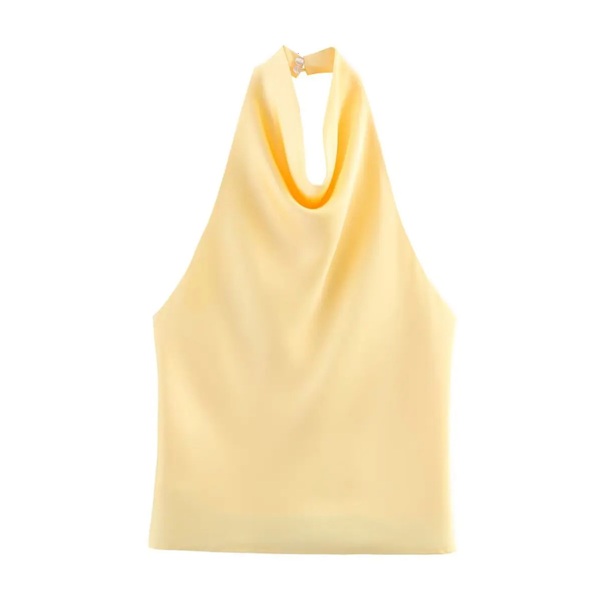 Zevity Women Chic Solid Color Sleeveless Soft Touch Halter Camis Tank Lady Backless Summer Beach Shirt Blouse Tops LS9365 250203