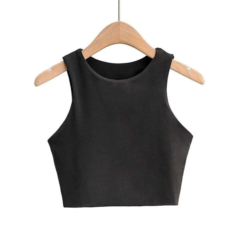 2023 Summer Fashion Women Sexy Slim O-neck Sleeveless Double Nylon Ladies Good Quality Tank Tops 6 Colors 26Y0209