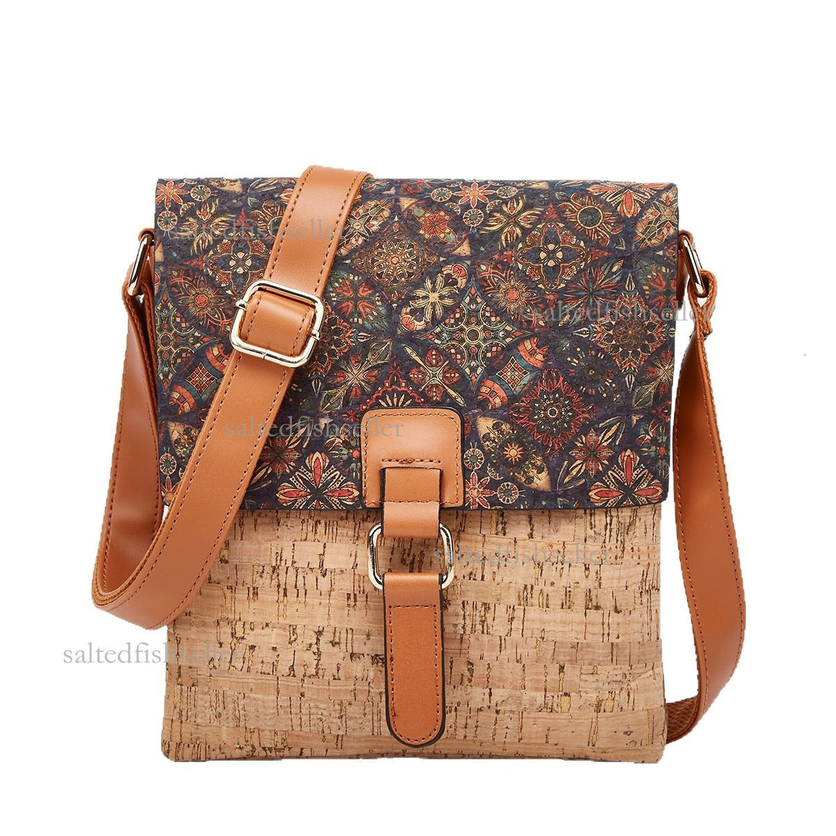 2026 Luxury New Vertical Mini Backpack Fashion Retro Men's Printed Bark Travel Bag Casual Fashion Student Backpack Ethnic Style Trendy Shoulder B