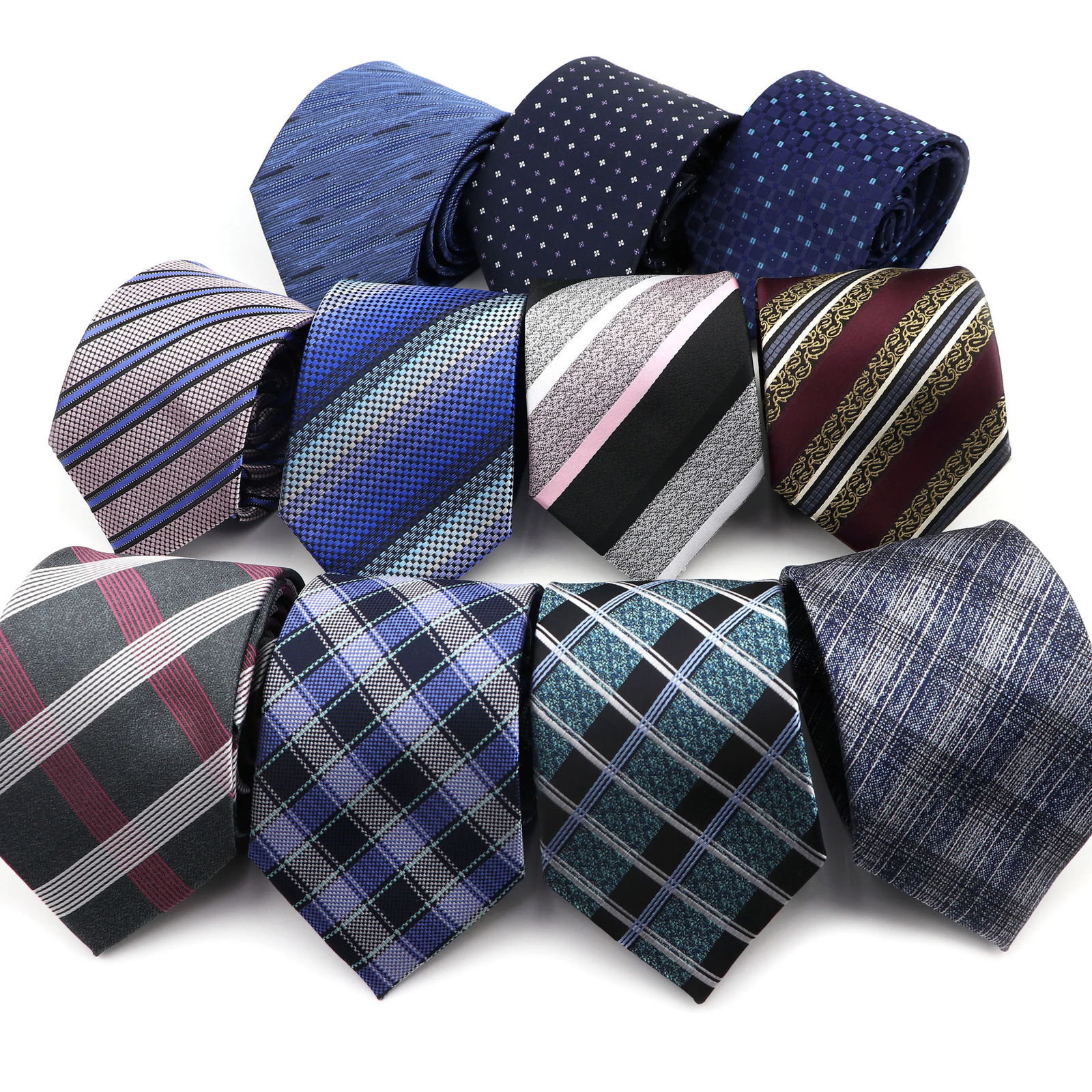 Mens Tie Fashion Classic Polyester Stripe Paisley Red Blue Purple Wedding Party Business 8cmJacquard Woven Necktie 260208