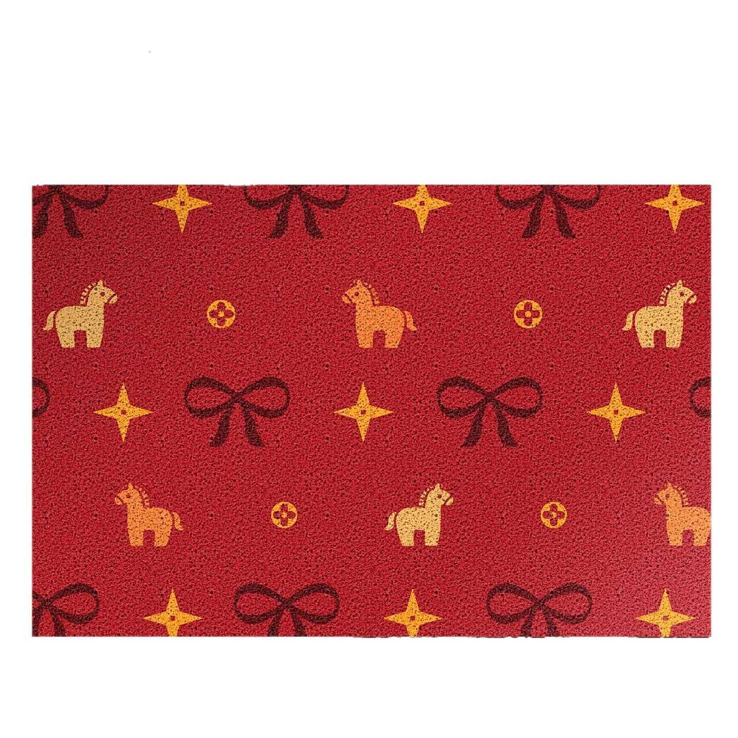 2026 New Year of the Horse Cartoon Style Entrance Doormat Dust Removal Non-Slip Customizable Silk Loop Doormat S260207