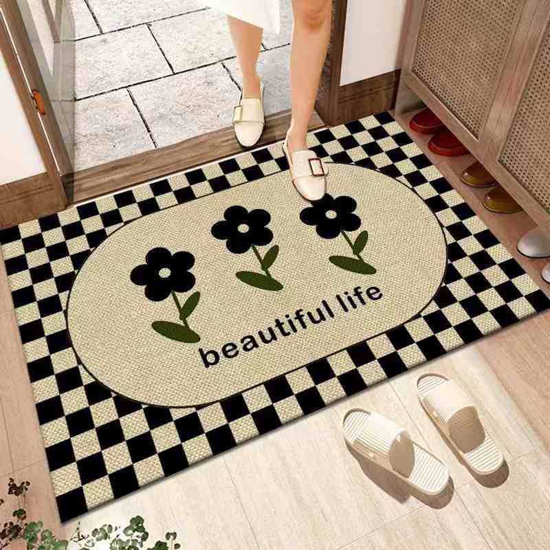 Simple modern entryway mat dirt-resistant linen diatomite mat bathroom mat highly absorbent and non-slip S260207