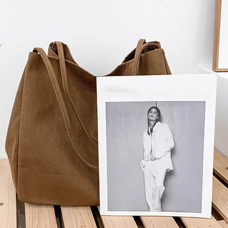 Casual Large Capacity Canvas Shopper High Quality Eco Reusable Grocery Handbag For Women Travel Shoulder Bags Daily Pouch 260120