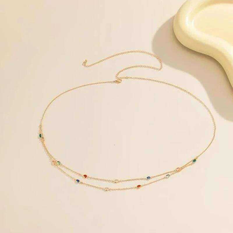 Minimalist Rhinestone Double Layer Casual Hip-hop Body Fashionable Retro Waist Chain X260209