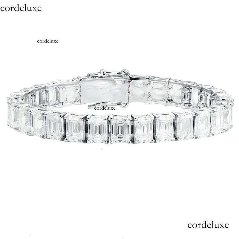 Custom Emerald Cut Moissanite Jewelry Sterling Sier Tennis Bracelets With Rectangle Full Dia Zirconia Women Jewellery 9f