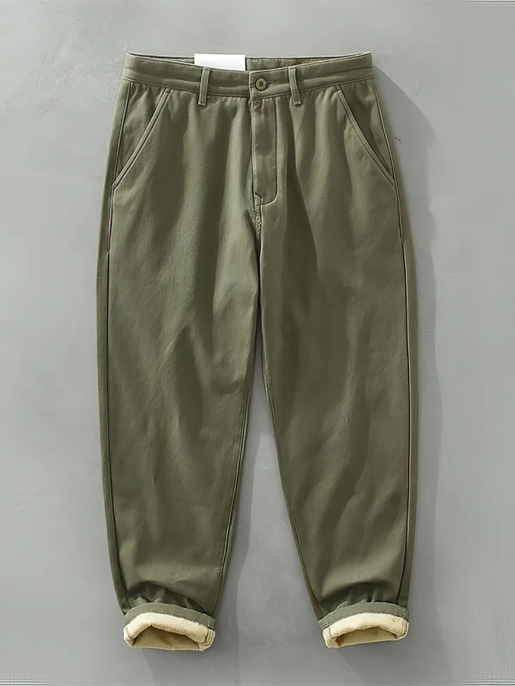 100 Cotton Casual Chino Pants Men Loose Jogger Pants Sport Sweatpants Straight Khaki Trousers 260208