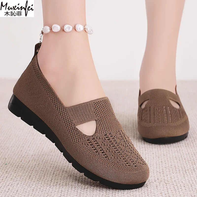 Womens Summer Shoes Breathable Flat with A Casual Womens Sneakers Comfortable Soft Sole Large Size 36-43 Shoes Clearance 260124