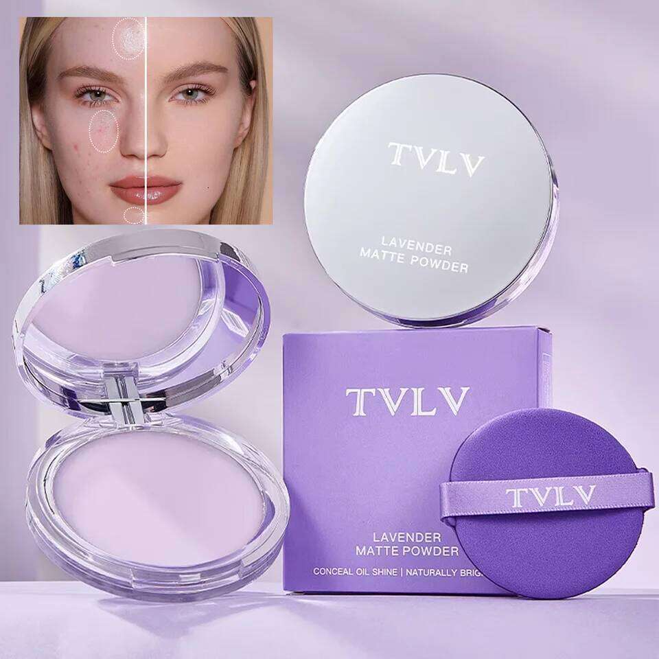 Lavender Pressed Matte Lasting Oil Control Full Coverage Face Compact Setting Powder Makeup Foundation Cosmetics 26L0209