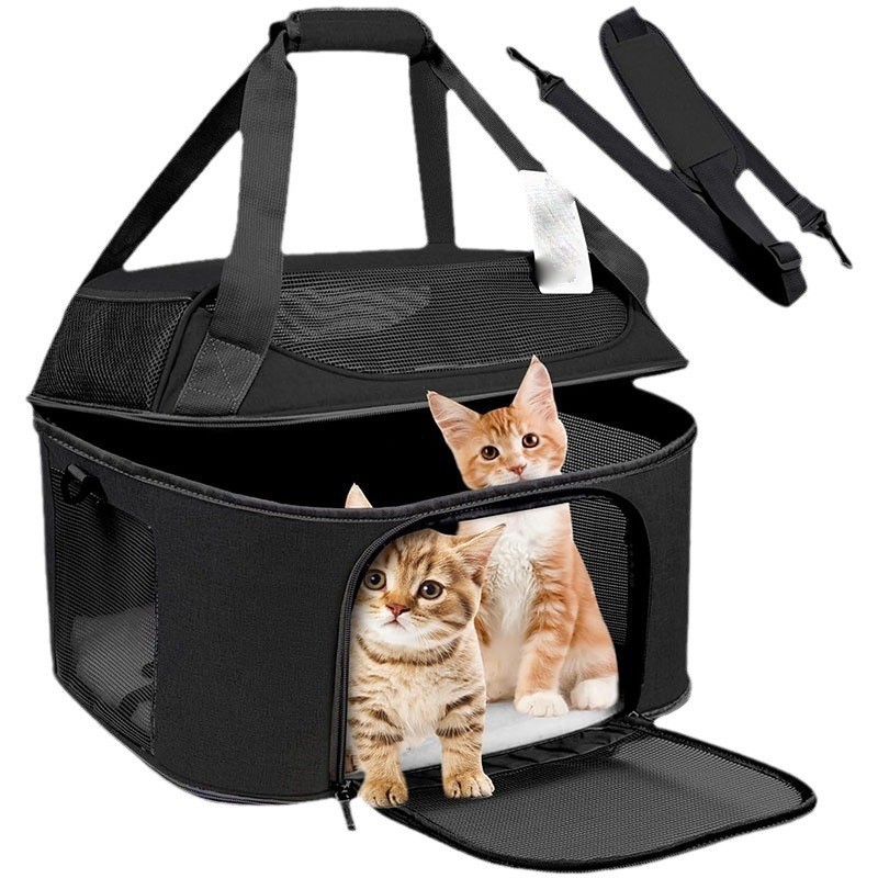 Soft side pet carrier for large cat carrier, suitable for foldable travel small dog carrier, airline approved cat carrier