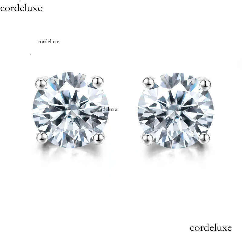 Pass Dia Tester Vvs1 D Color Moissanite Designer For Women Solid Sterling Sier 4 Prong Stud Earrings Gold Plated Screw Back Mens Jewelry Woman Gift 4f