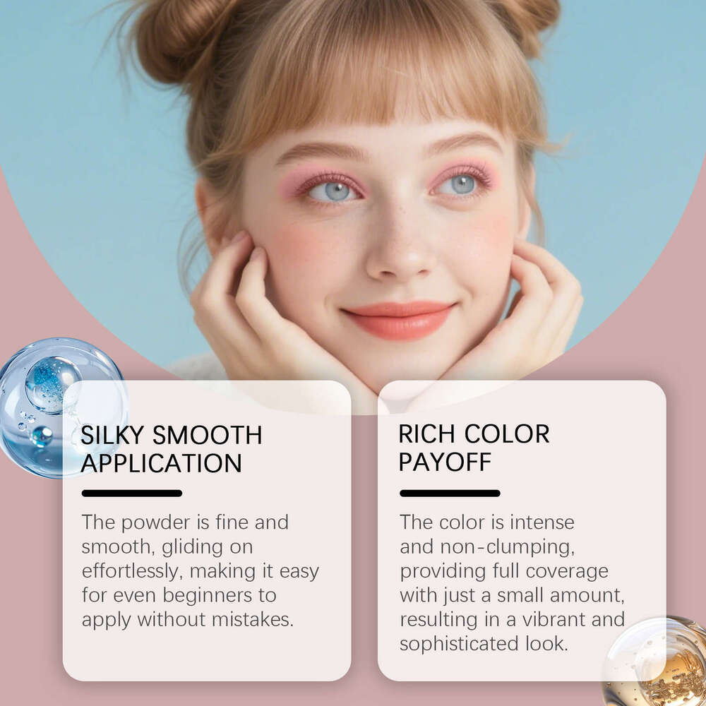 Zephoco Rose Gold Shimmer Eyeshadow Silky Application Colorful Long-lasting Daily Versatile Beautiful Eye Makeup