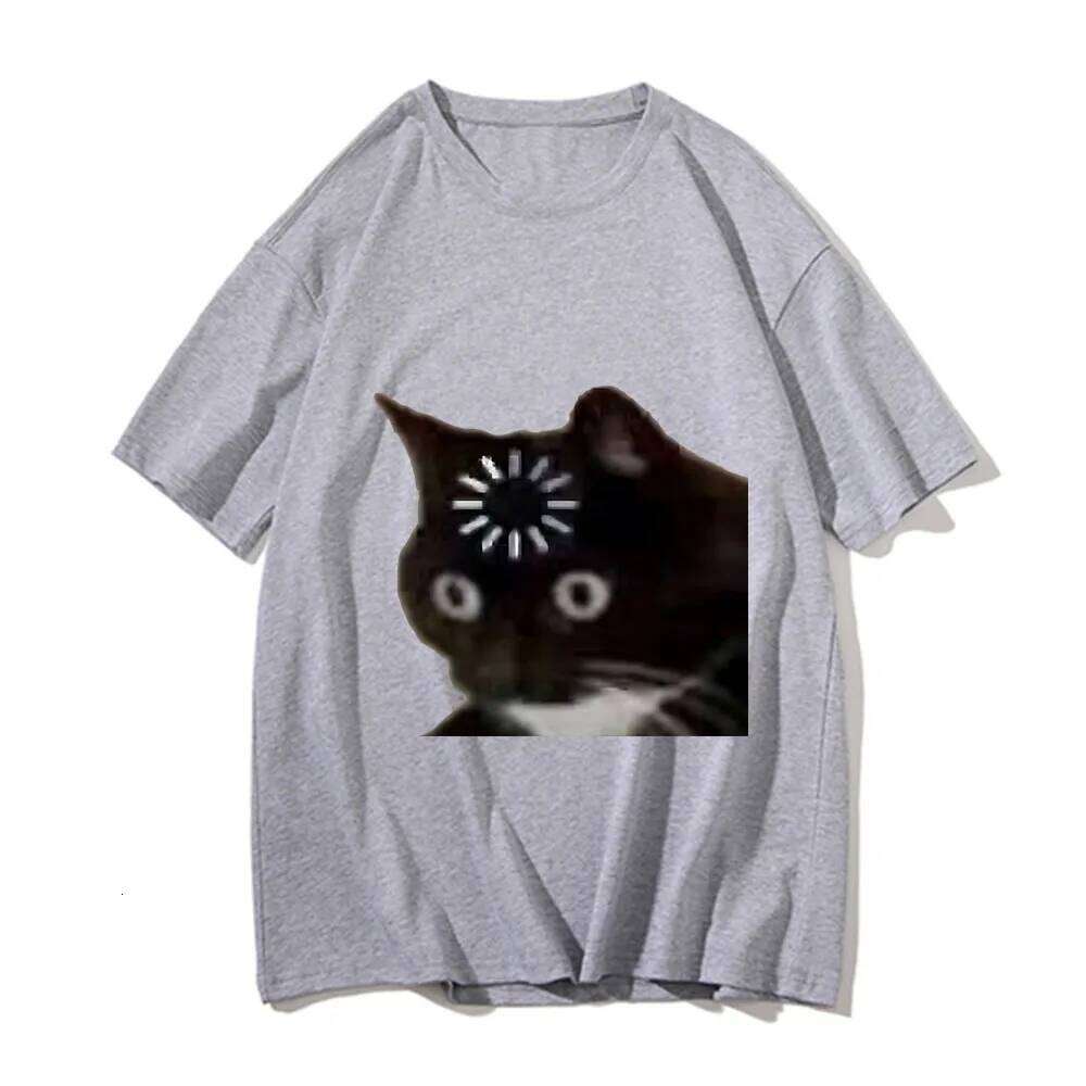 Funny Cat Emotion Print Loose T-shirt Kawaii Summer Fashion Short Sleeve Y2k Women's Clothes Aesthetic Outfits Graphic T Shirts X260209