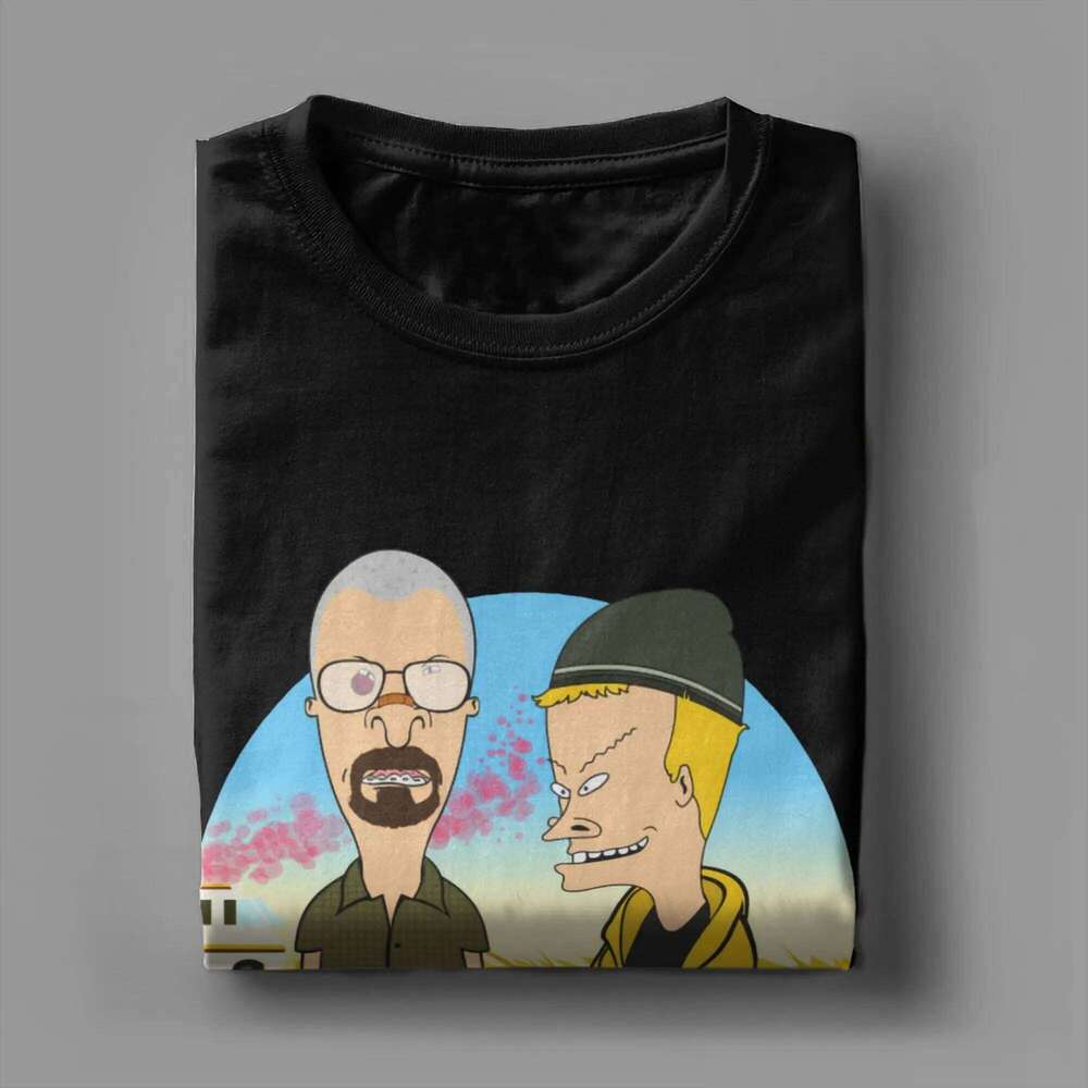 Breaking T-Shirt Beavis and Butthead 90s Cartoon BB Humor Cotton Tees Round Neck Short Sleeve T Shirts Original Clothing X260209
