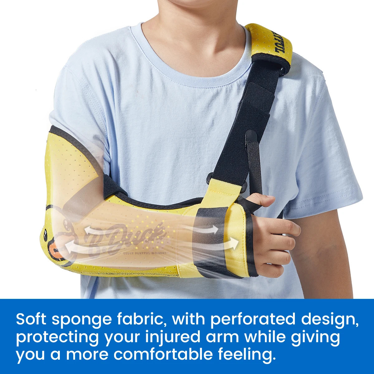 VELPEAU Kids Arm Sling Sponge Filled n Shoulder Immobilizer with Waist Strap Support Brace for Children Boys Girls 260202