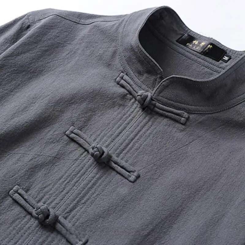 Mardi Hefxessdr Plus Size XL Male Jacket Chinese Style Cotton Linen Long Sleeve Tang Suit Kung Fu Shirt Cardigan Coat Oriental Hanfu