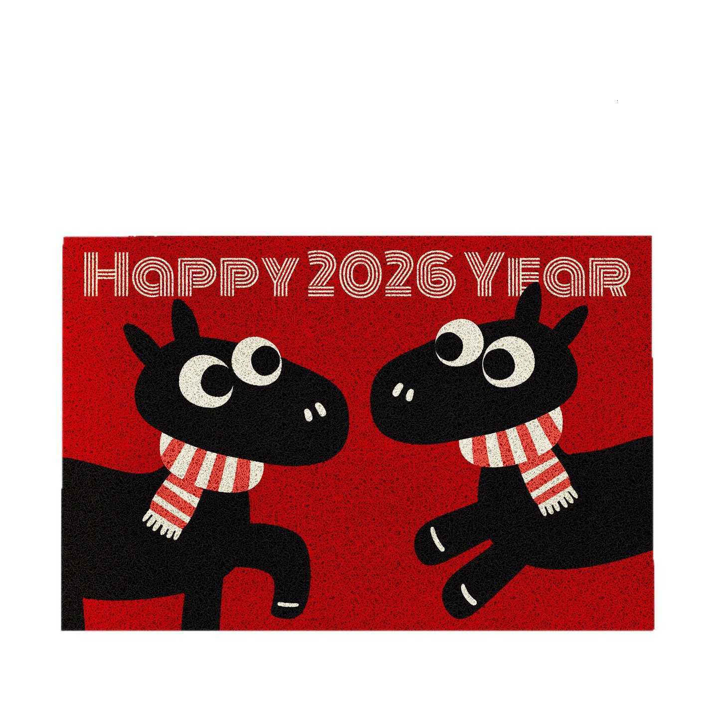 2026 Year of the Horse New Year Red Silk Loop Door Mat for Entering the House Dirt-Scratching Dust-Removal Anti-Slip Floor Mat S260207