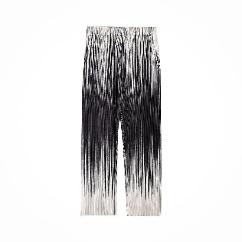 Summer Silk Pleated Man Casual Pants Harajuku Wide Leg Oversize Pants Streetwear Vintage Y2k Pants Clothes Trousers 260208