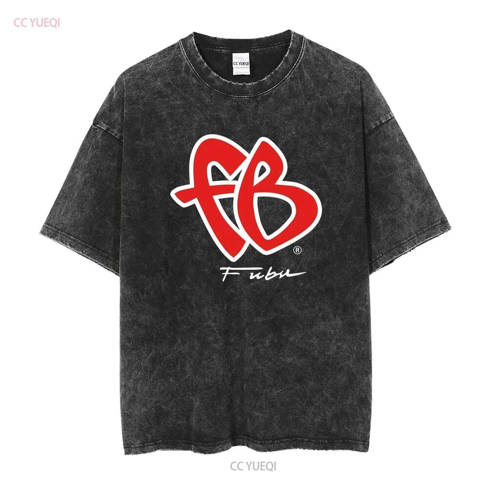Vintage Fubu Big Logo T Shirt Black S Rap Hip Hop Y2K long or short sleeves vintage Washed Versatile Stylish Soft Breathable X260209