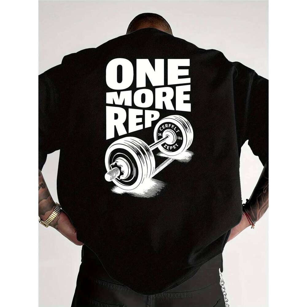 Vintage Funny Gym Workout ONE MORE REP Weightlifting Streetwear Print Cotton Oversized Tees Casual Short Sleeve Loose Top Unisex X260209