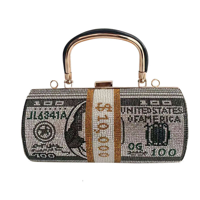 New Diamond Studded Cylinder Dress Single Shoulder Party Manufacturer Fashion Dollar Clutch Evening Bag