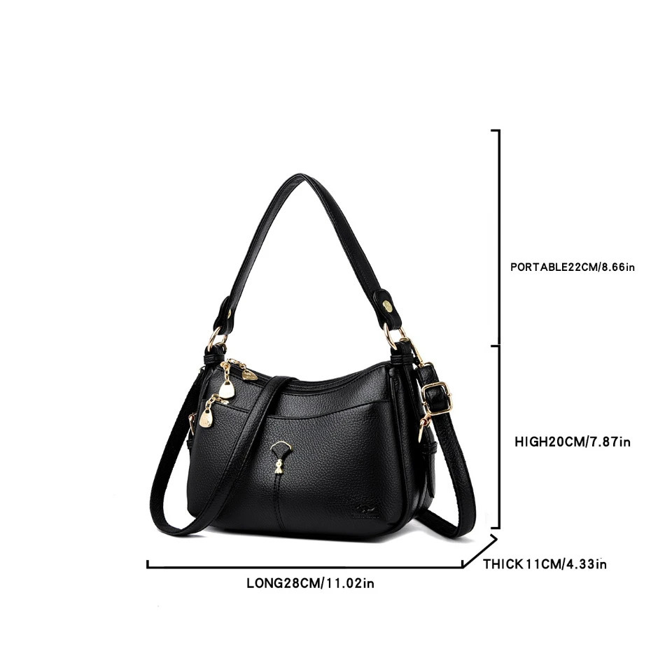 Genuine Purses and Handbags 2 Layers Soft PU Leather Tote Messenger Bag Shoulder Crossbody Bags for Women 260208