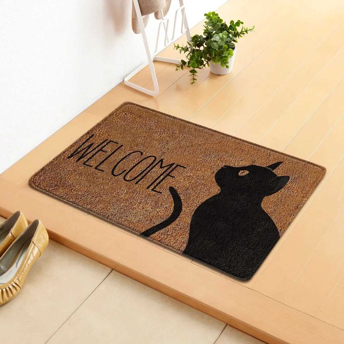 Door Mat Carpet Cat Silhouette Anti Slip Carpet Living Room Bedroom Sofa Entrance Anti Slip Foot Mat Home Decoration S260207