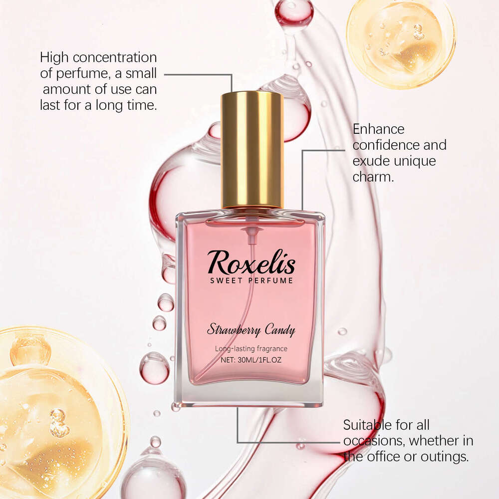 Roxelis Strawberry Sugar Natural Fruity Fresh Sweet Girly Scent for Daily Dating and Commuting Portable Fragrance