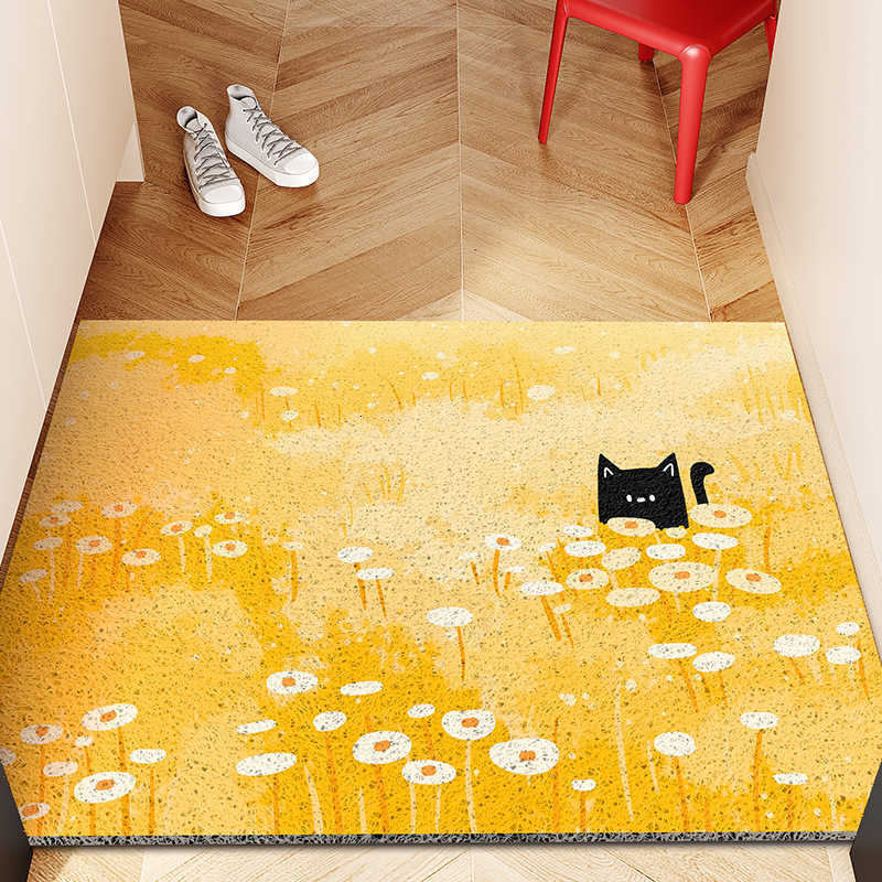 Fresh INS Style Entryway Door Wear-resistant Silk Loop Doormat Entrance Cuttable Mat Entrance Lawn Cat Dirt-resistant Foot Mat S260207