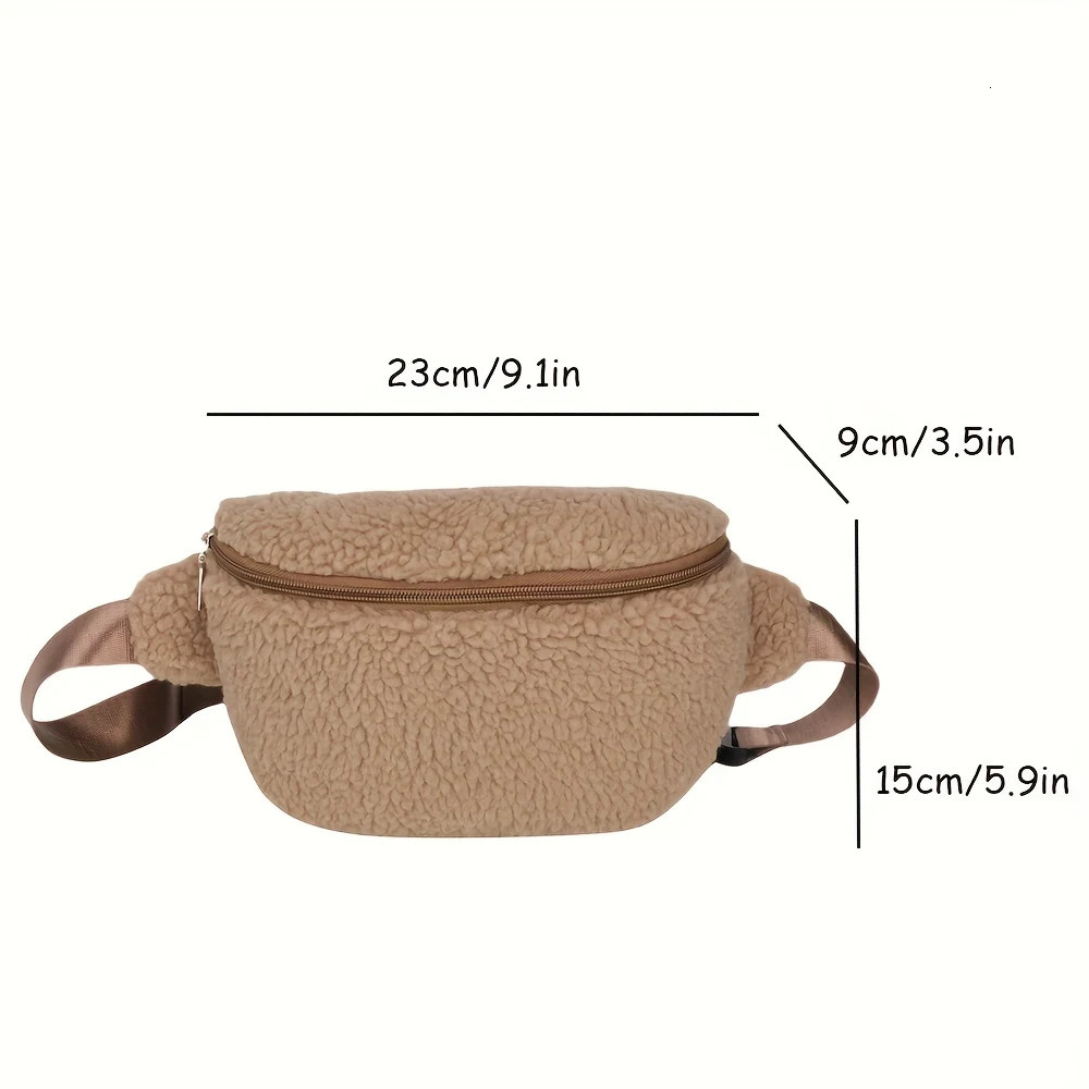 Womens Chest Bag with Lamb Wool Large Capacity Autumn and Winter Niche n Crossbody Casual Waist 260208
