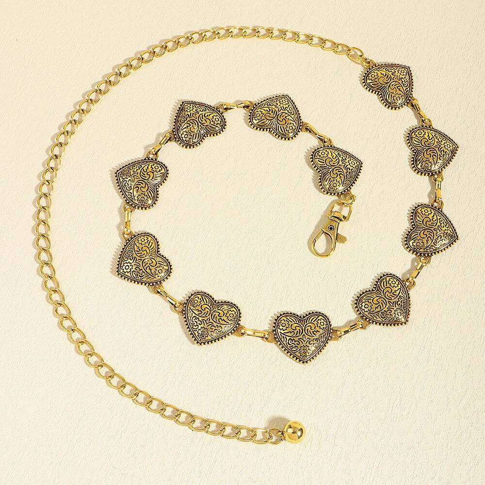 Hot women's waist chain retro love High quality elegant temperament metal belt with skirt X260209