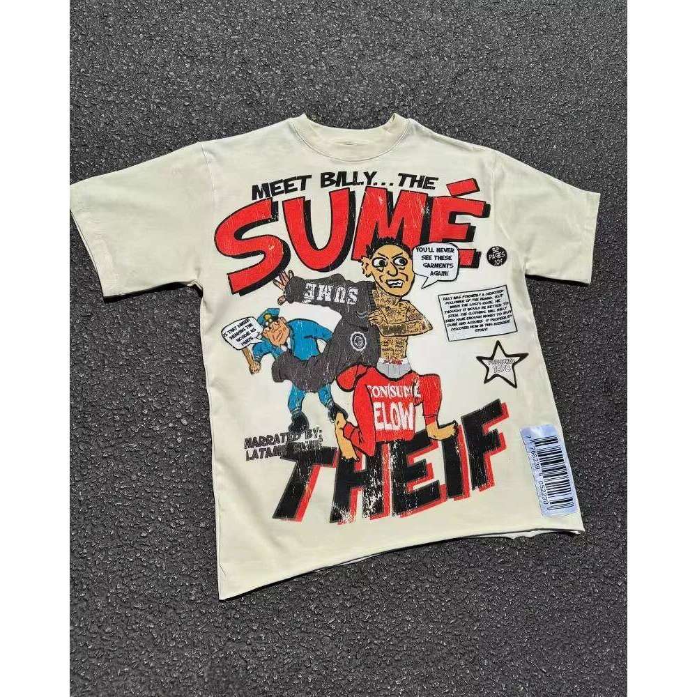 High Street Retro Anime Letter Print T-shirt for Men Y2k Goth Harajuku Hip Hop Fashion Couple Casual Oversized Shirt X260209