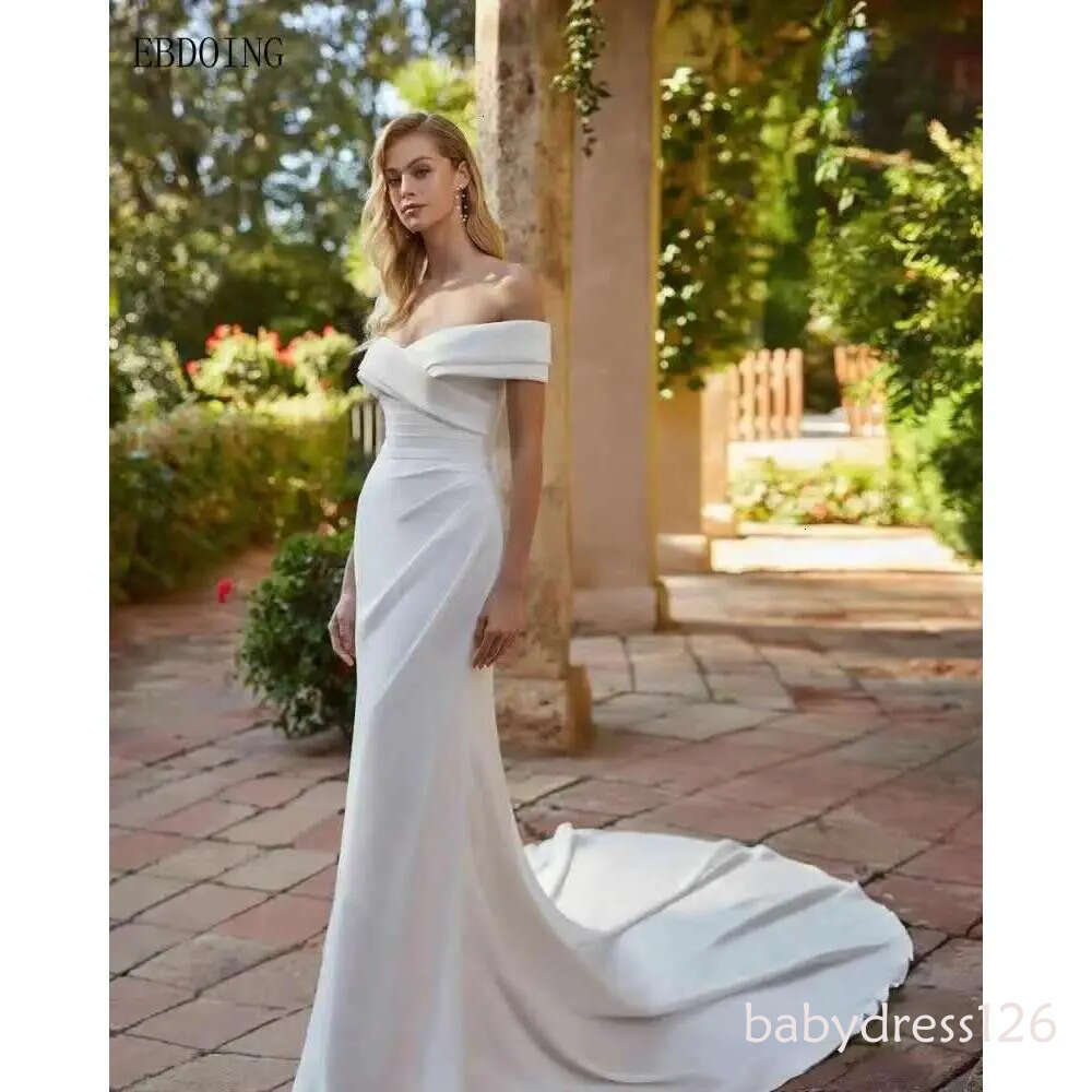 Newest Mermaid Sweetheart Wedding Dress Chic Pleated Neckline Off Shoulder Custom Bridal Dresses