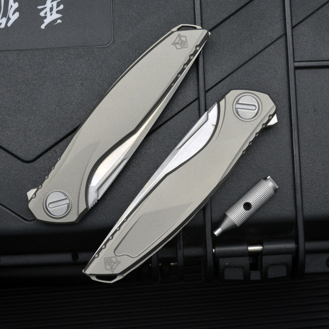 2Models Shirogorov knives Knife Astrium 3.94 M390 Point Blade, TC4 Handles