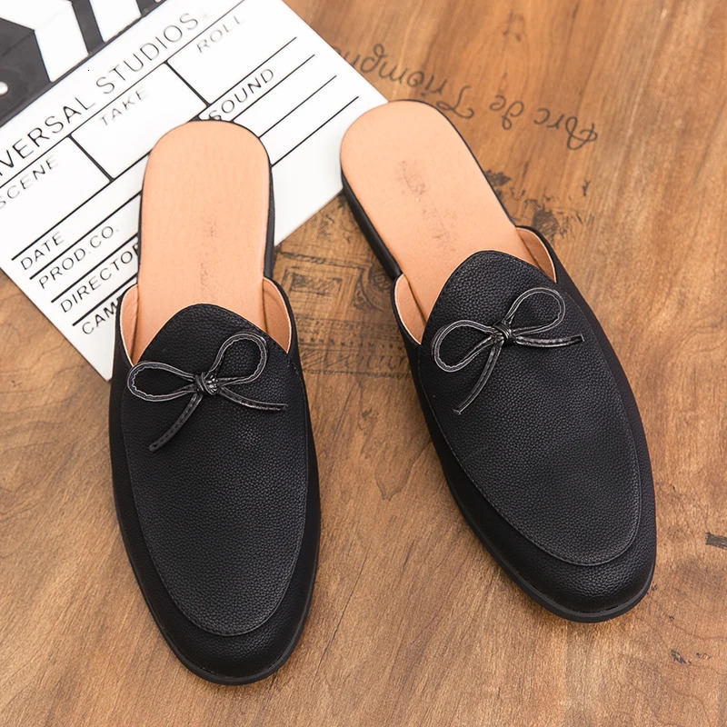 Classic Men Half Slippers Lightweight Leathe Muller Shoes Loafers Male Comfy Flats Lazy Soft Handmade Casual Footwear 260126