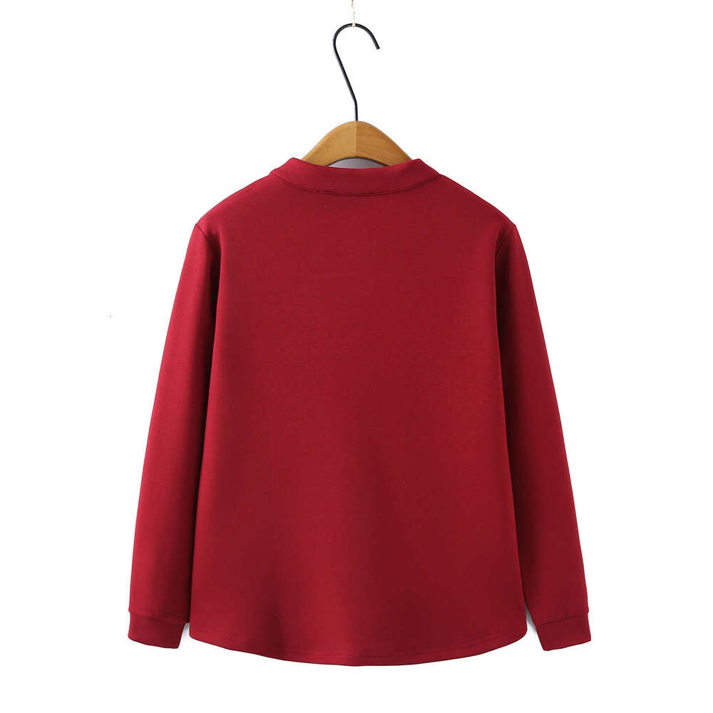 Plus Size Fleece Sweatshirt Women 100Kg Regular Shoulder Autumn Winter New For Chubby Sisters National Style Button-Up Stand Collar Base Shirt