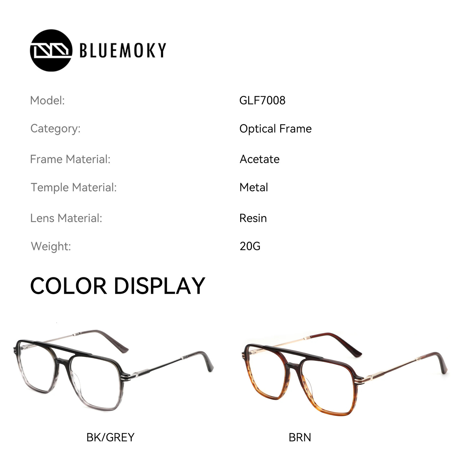 BLUEMOKY Fashion AcetateMetal Prescription Glasses For Men Anti Blue Light With Graduated Lenses Optical Eyeglasses 260207