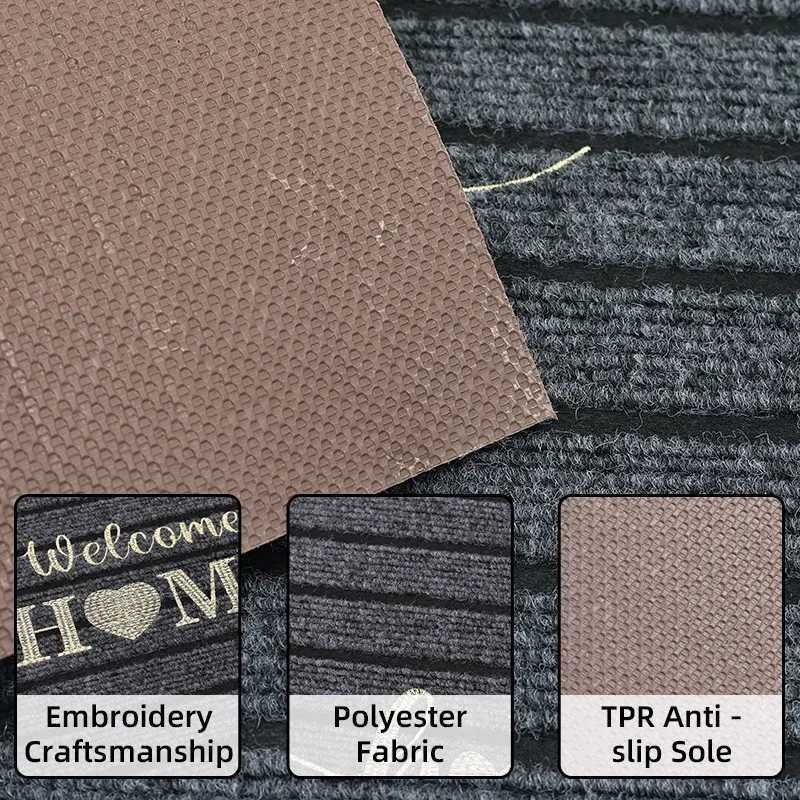 1pc flocking solid color seven stripe foot mat door mat entrance mat shower room absorbent small carpet gentle machine wash S260207