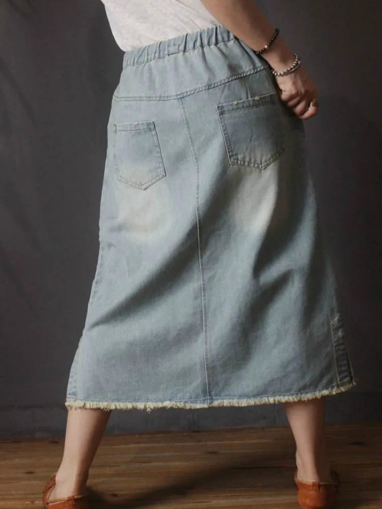 Amax luluE Korean n Summer Clothes Womens y Vintage Loose Denim Skirts Ladies Casual Floral Embroidery Streetwear 260126