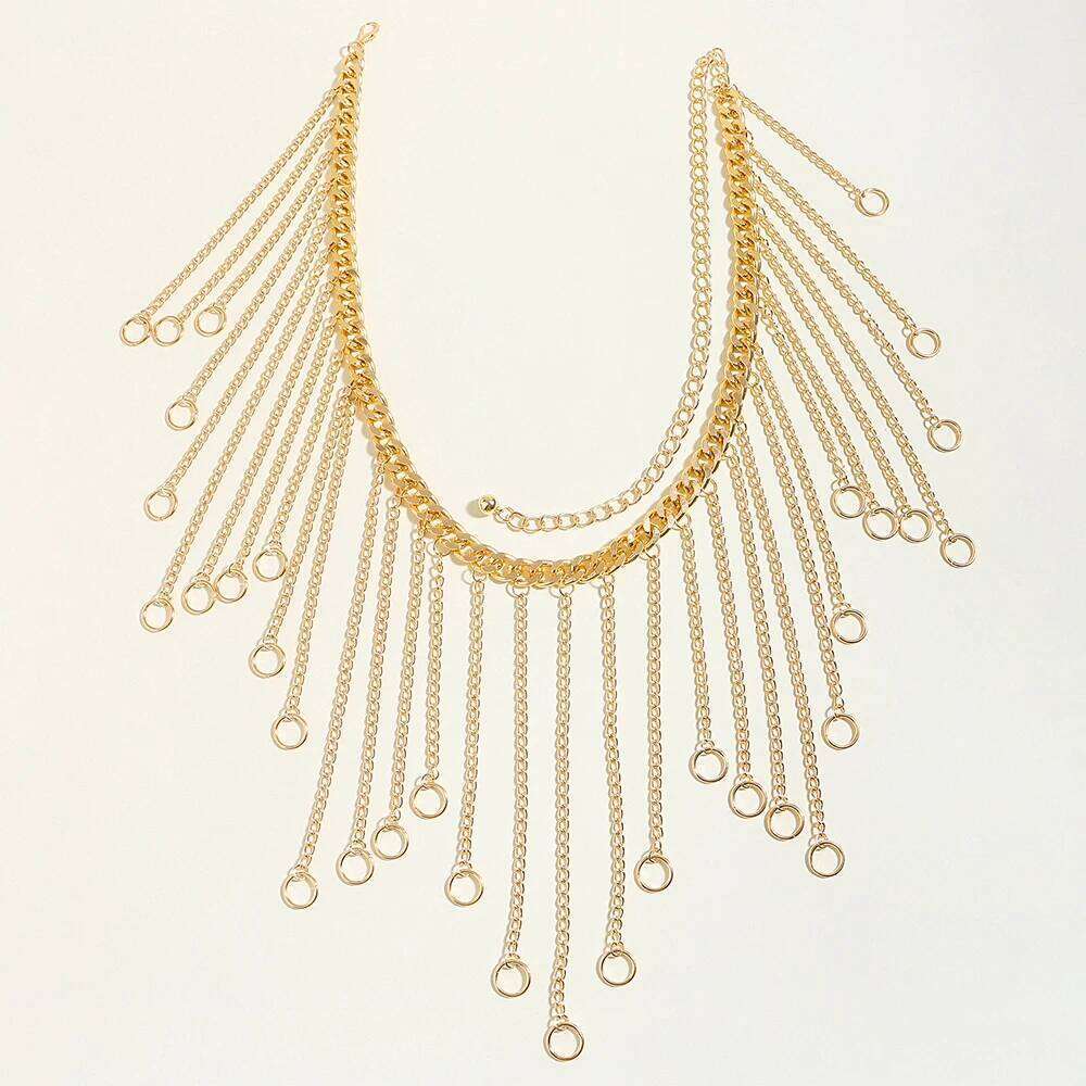 Summer Sexy Ladies Accessories Personality Fashion Body Metal Fringe Pendant Waist Chain Belt X260209