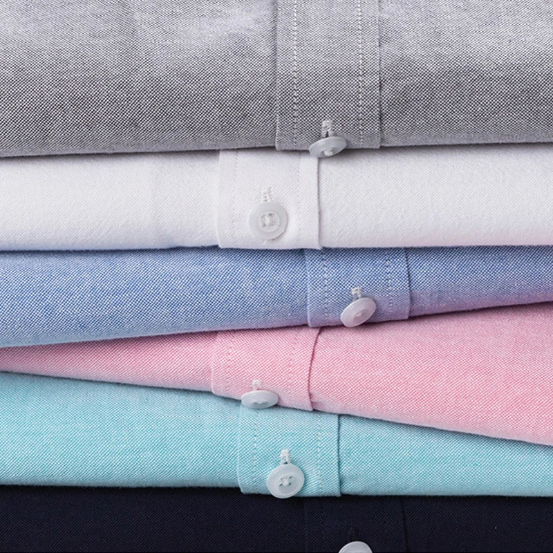 100 Pure Cotton Oxford Shirt For Mens Short Sleeve Solid Stripe Leisure Embroidered Horse Social Business Formal Dress Shirts 260208