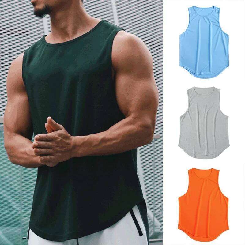 Summer Marathon Quick Dry Sports Tank Top Men's Gym Fitness Sleeveless T Shirt Running Training Basketball Loose Fit Vest 26Y0209