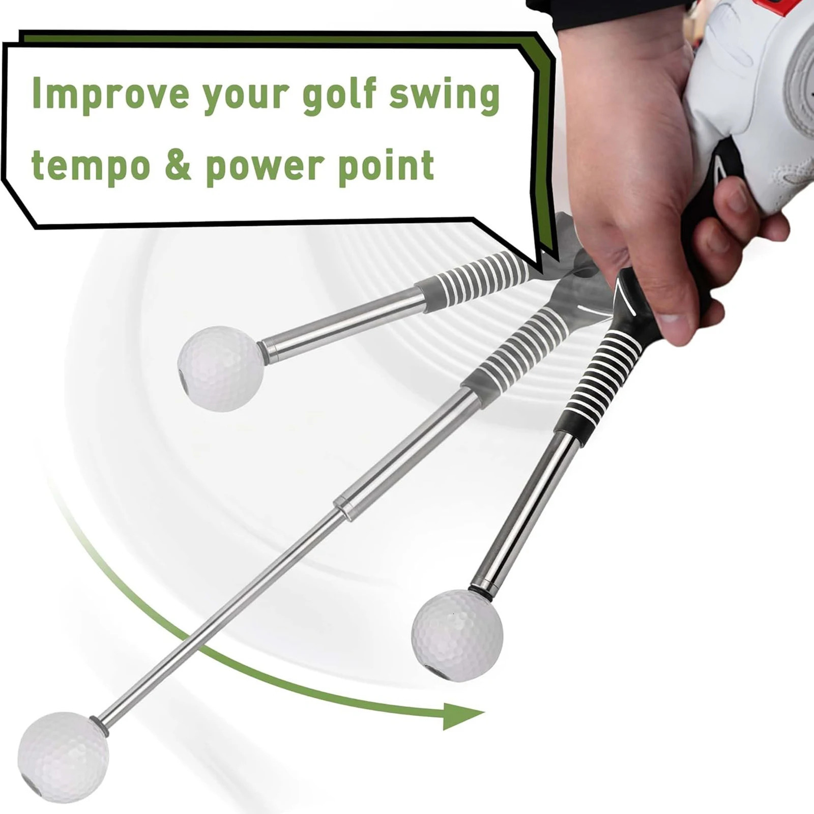 Retractable Golf Swing Trainer with Click Feedback Anti-Slip Rubber Grip Foldable Golf Practice Aid for Indoor Outdoor Training 260206