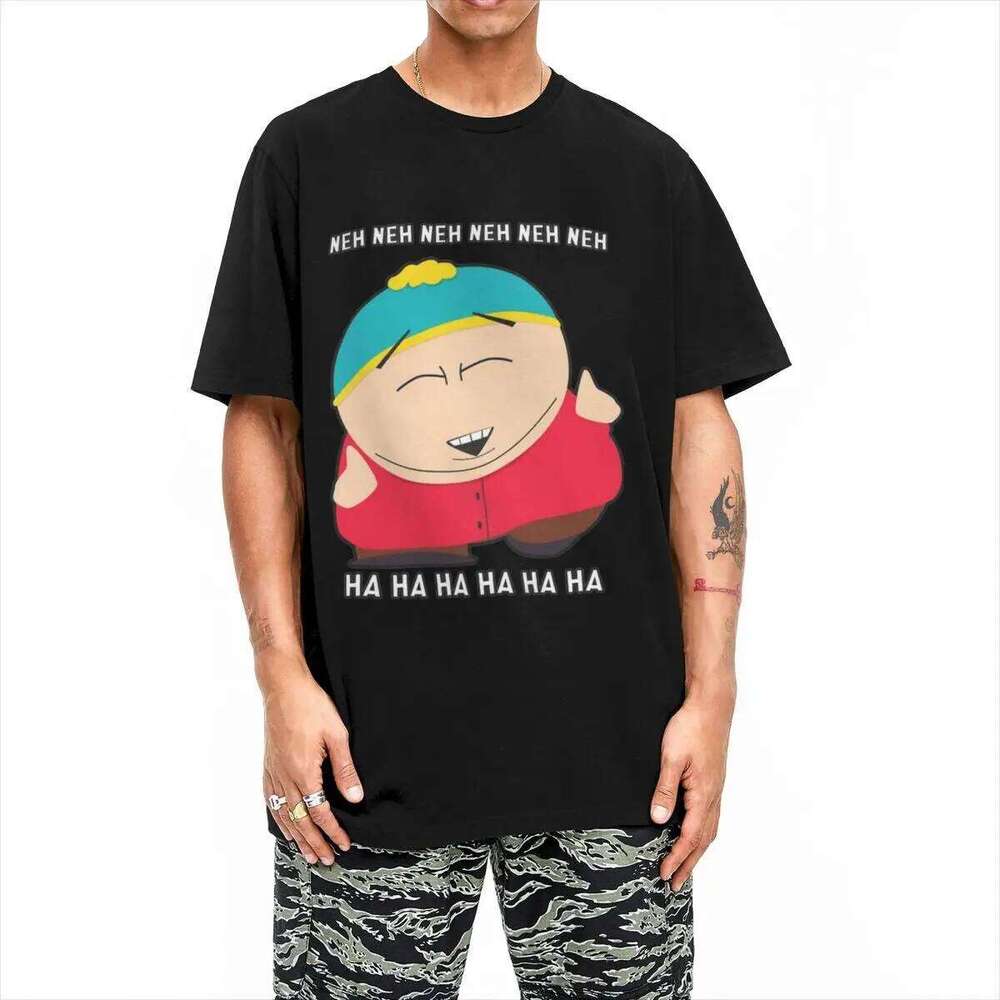 Oversized T Shirt Southparks Eric Cartman Neh Ha 100% Cotton T-Shirts Trending Tshirt for Man Summer Y2K Fun Clothes X260209