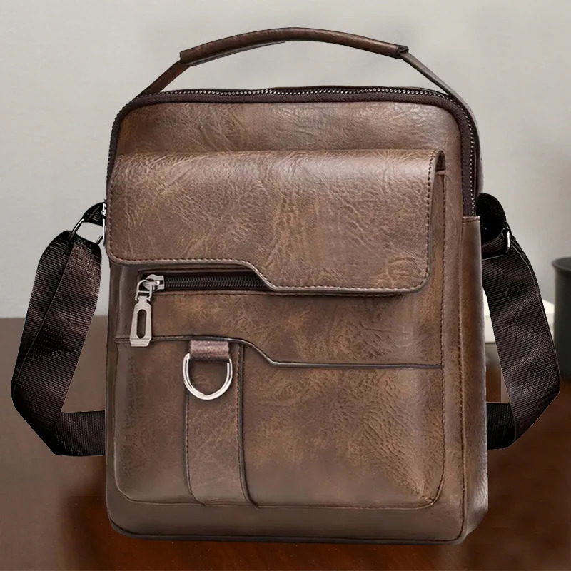 Neutral Style Shoulder Bag for Men and Women Suitable Business Travel Work Pu Solid Color Crossbody 260208