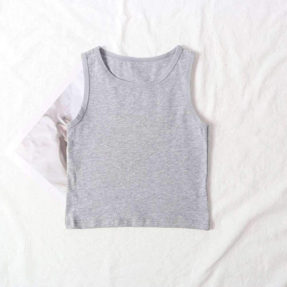 Children's Pure Cotton Lightweight Soft Breathable Worn Inside Outside, Boys and Girls Solid Color Base Small Vest 26Y0209