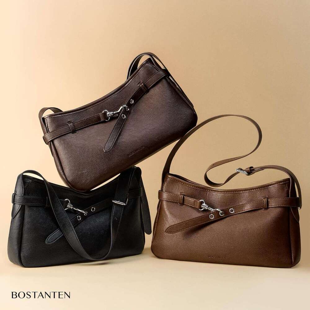 Medium Vegan Leather Shoulder Handbag Women Vintage Lightweight Hobo Purse With Adjustable Wide Strap For Work