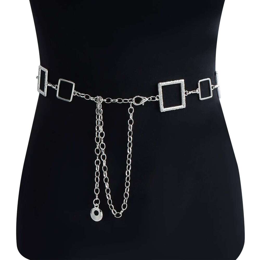 Jewelry Personalized Hip Hop Geometric Square Metal Chain Fashion Dress Waist Cincher Versatile Accessories X260209